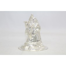 Handmade India God Goddess Radha Krishna Idol Figurine 70% Silver Figure Statue